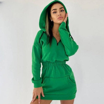 Cap Point Martina Sexy Hooded Sweatshirt Mini Dress