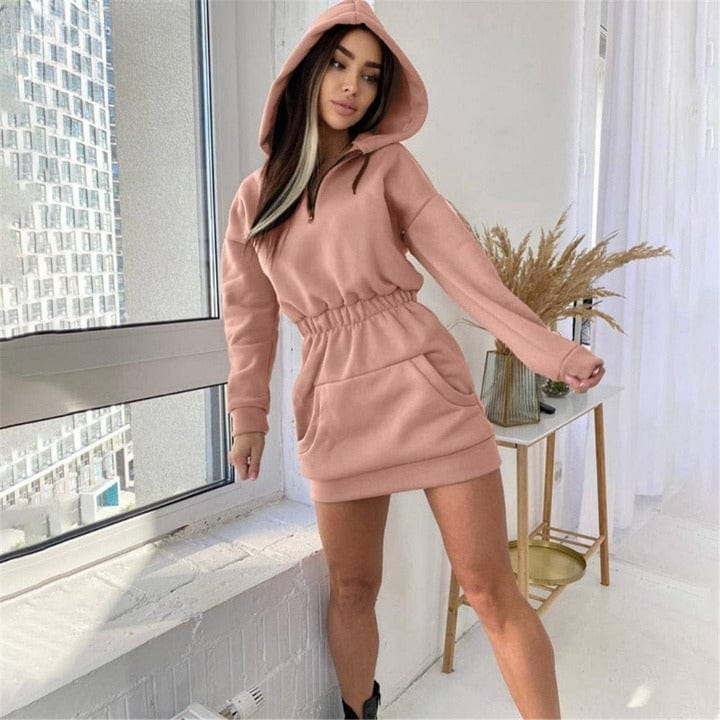 Cap Point Martina Sexy Hooded Sweatshirt Mini Dress