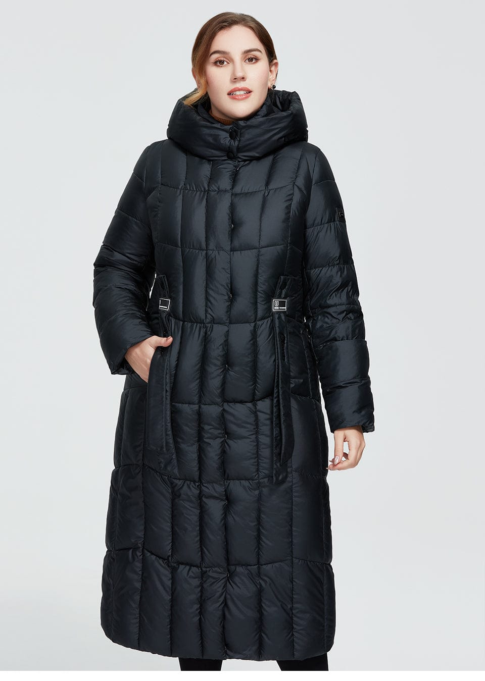 Cap Point Megan long warm parka Plaid fashion thick hooded coat