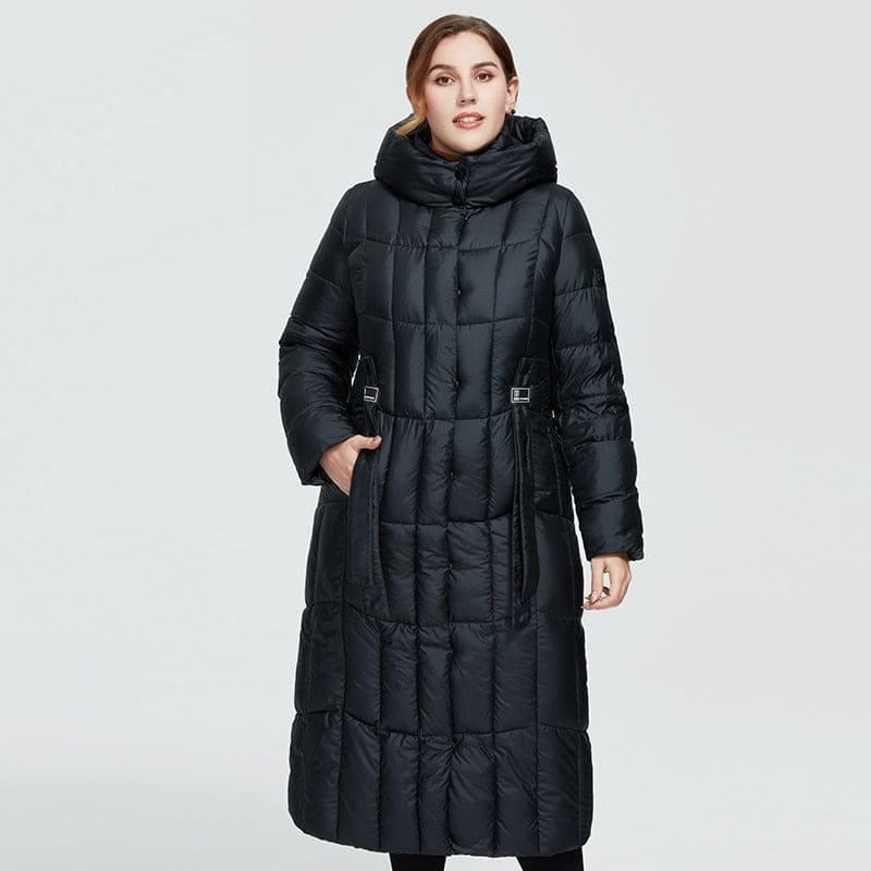 Cap Point Megan long warm parka Plaid fashion thick hooded coat