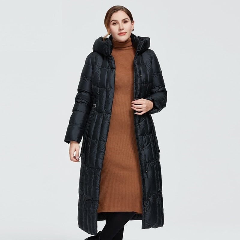 Cap Point Megan long warm parka Plaid fashion thick hooded coat