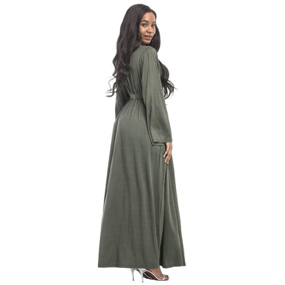 Cap Point Melania V-neck Belt Maternity Maxi Dress