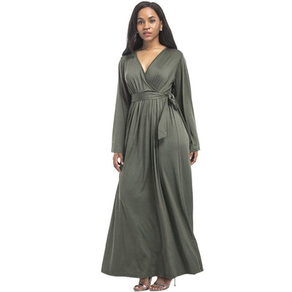 Cap Point Melania V-neck Belt Maternity Maxi Dress