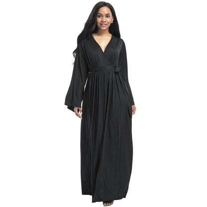 Cap Point Melania V-neck Belt Maternity Maxi Dress