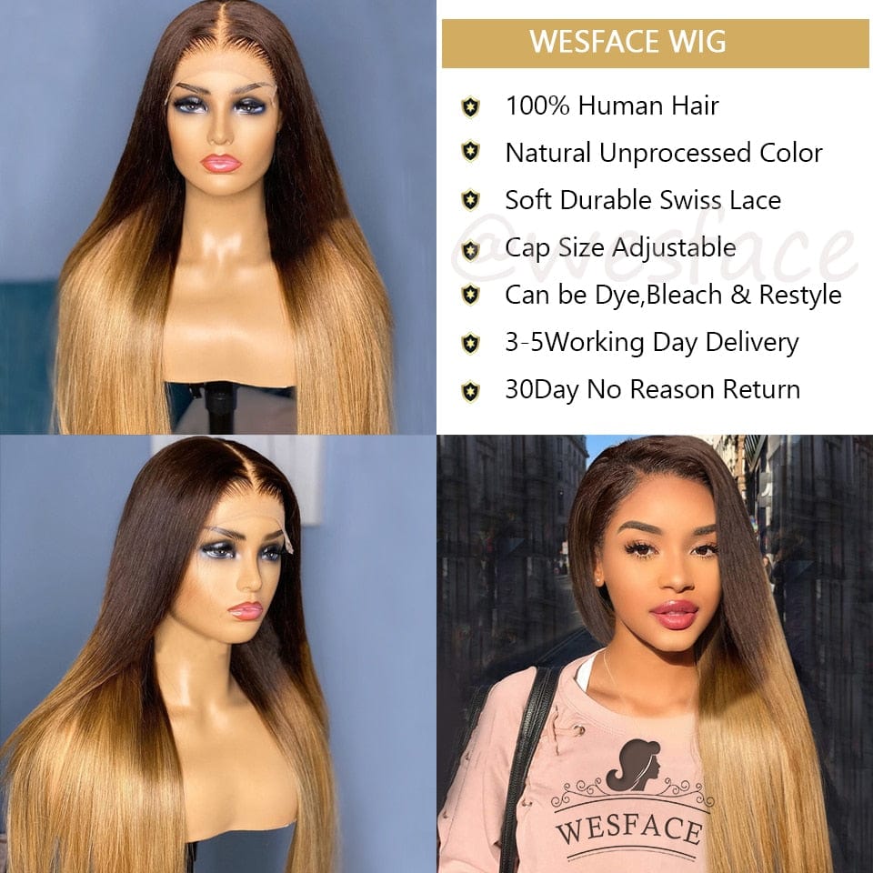 Cap Point Melinda Brazilian Long Straight Ombre Brown Blonde Human Remy Hair Hair Wigs