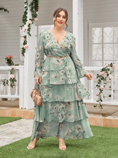 Cap Point Meredith Floral Print V-Neck Long Sleeve Loose Maxi Dress