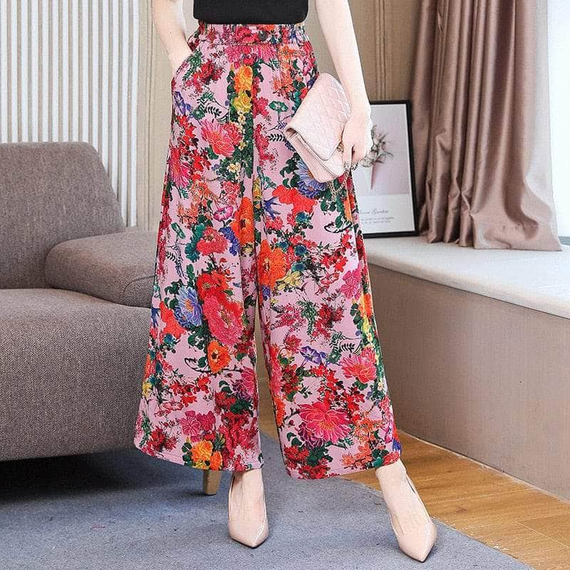 Cap Point Michaeli Plaid Loose High Waist Ankle-Length Wide Leg Pants