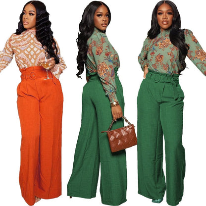 Cap Point Michaeli Wide Leg Loose Sweatpants with belt