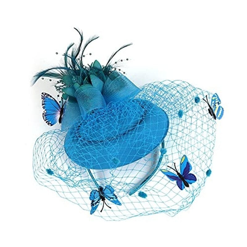 Cap Point Mirva Kentucky Derby Flower Batterfly Veil Tea Party Wedding Party Hat Fascinators