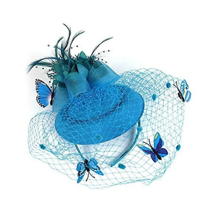 Cap Point Mirva Kentucky Derby Flower Batterfly Veil Tea Party Wedding Party Hat Fascinators