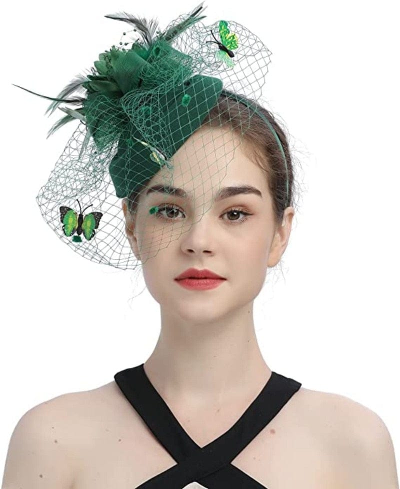 Cap Point Mirva Kentucky Derby Flower Batterfly Veil Tea Party Wedding Party Hat Fascinators