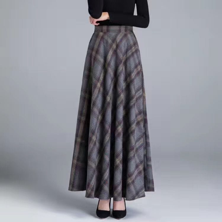 Cap Point Nadia Winter Thick Warm Elastic A-Line Woolen Maxi Skirt