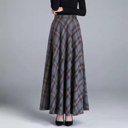 Cap Point Nadia Winter Thick Warm Elastic A-Line Woolen Maxi Skirt