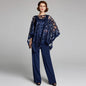 Cap Point Navy Blue / 8 Cheryl Mother Of The Bride Pantsuit With Lace Sequin Jacket