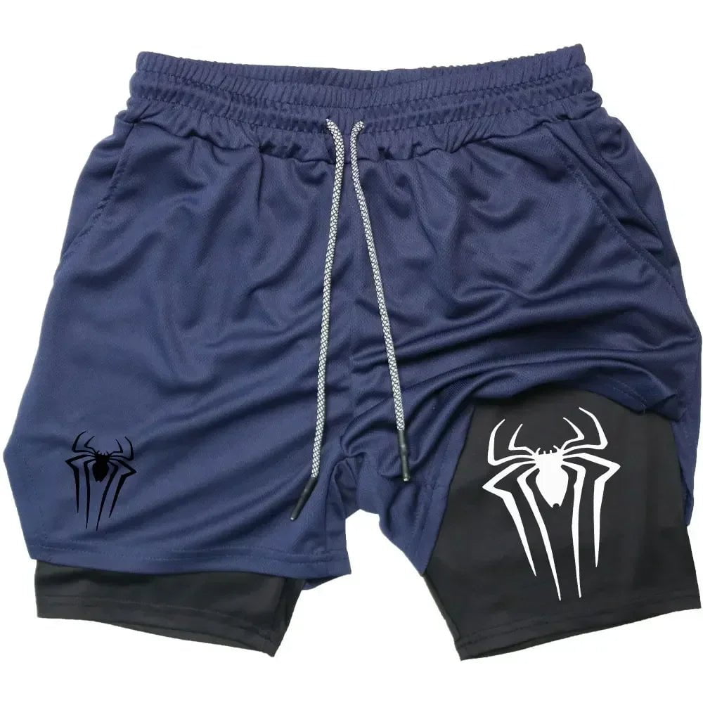 Cap Point navyblue / XXL Guelor 2-in-1 Men's Spider Print Compression Shorts