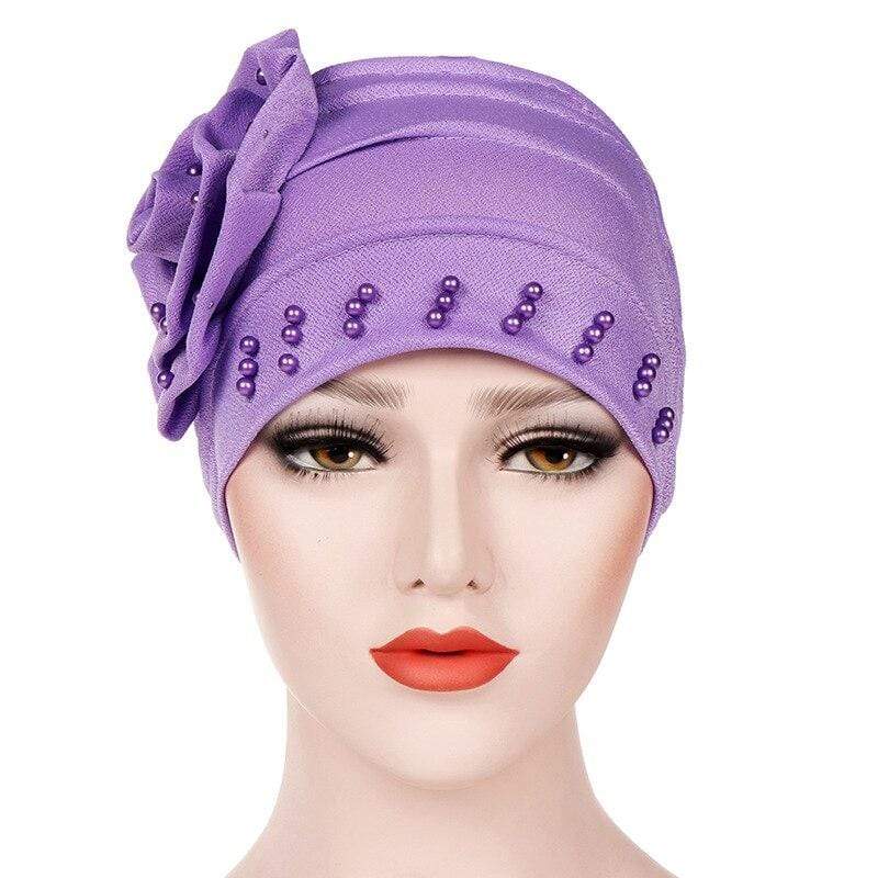 Cap Point New Fashion Ruffle Beaded Solid Scarf Cap