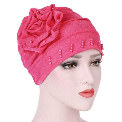 Cap Point New Fashion Ruffle Beaded Solid Scarf Cap