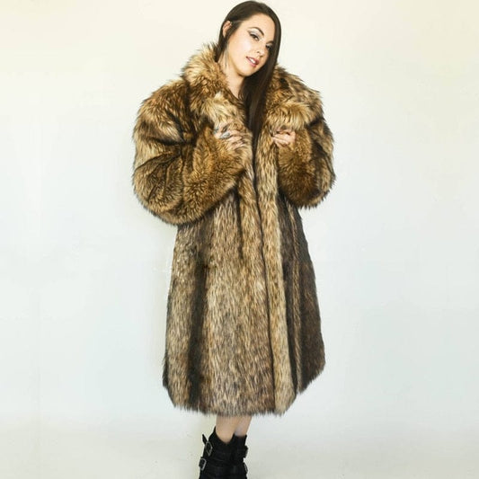 Cap Point New long warm windbreaker winter fur coat