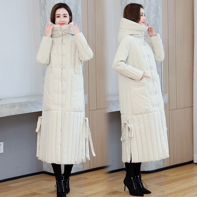 Cap Point Off white / M Longloose-fitting hooded coat