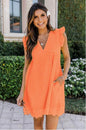 Cap Point Orange / 2XL Agathe  Summer Sleeveless Jacquard Cutout V-Neck Beach Lace Dress