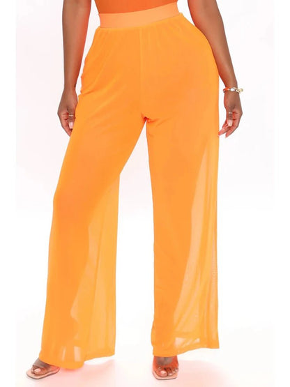 Cap Point Orange / M Ameline Mesh Wide Leg Pants