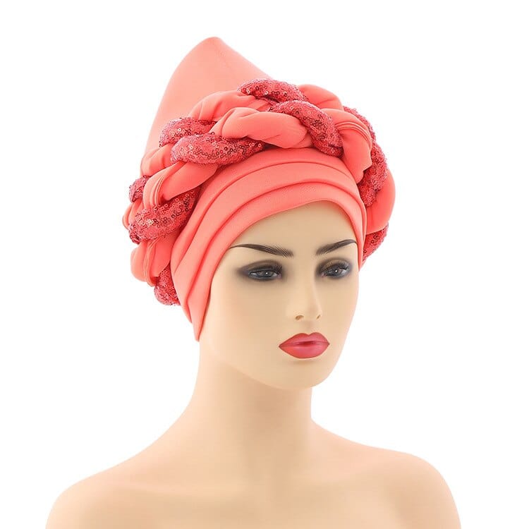 Cap Point orange / One Size Celia Auto Geles Shinning Sequins Turban Headtie