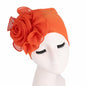 Cap Point Orange / One size fits all New Large Flower Stretch Head Scarf Hat