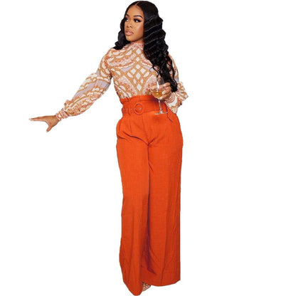 Cap Point orange / S / United States Michaeli Wide Leg Loose Sweatpants with belt