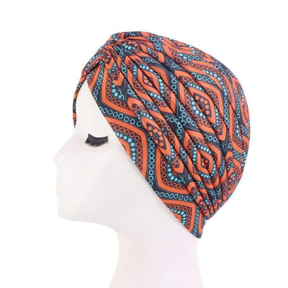 Cap Point Orange Trendy printed hijab bonnet