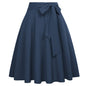 Cap Point Oxford Blue / S Perline Belle Poque High Waist Self-Tie Bow-Knot Embellished  A-Line Skirt