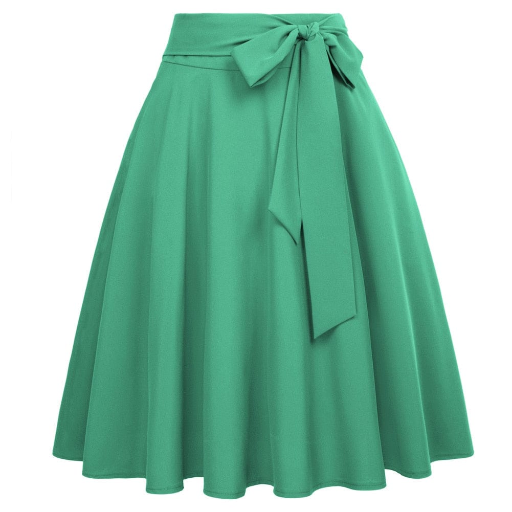 Cap Point Perline Belle Poque High Waist Self-Tie Bow-Knot Embellished  A-Line Skirt