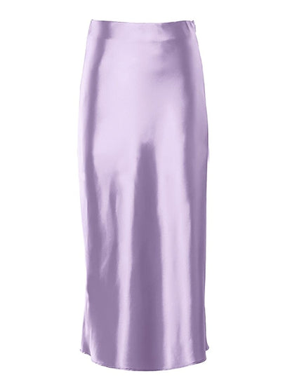 Cap Point Perline High Waisted Satin Office Ladies Maxi Skirt