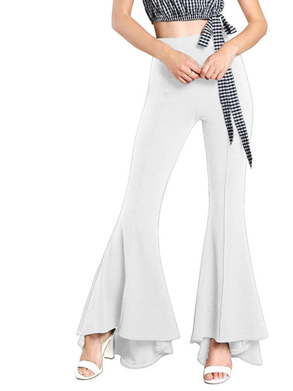 Cap Point Phinea Bell Bottom Wide Leg Flare Stretch High Waist irregular Palazzo Pants