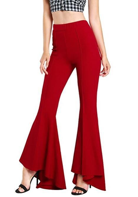 Cap Point Phinea Bell Bottom Wide Leg Flare Stretch High Waist irregular Palazzo Pants