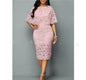 Cap Point Pink / 2XL Salome Hook flower hollow Lace Dress