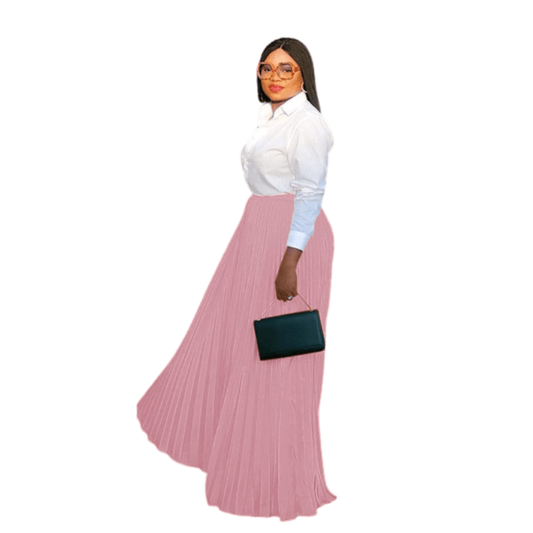 Cap Point Pink / S Maryellen High Waist Pleated Maxi Skirt