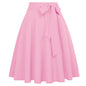 Cap Point Pink / S Perline Belle Poque High Waist Self-Tie Bow-Knot Embellished  A-Line Skirt