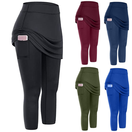 Cap Point Pockets Skirted High Waist Skinny Jogging Leggings