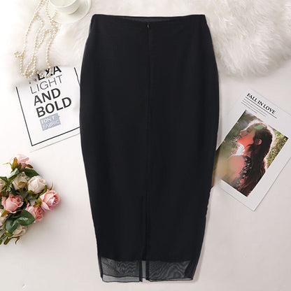 Cap Point Prisca Beads High Waist Slim Mesh Modest Classy Pencil Skirt