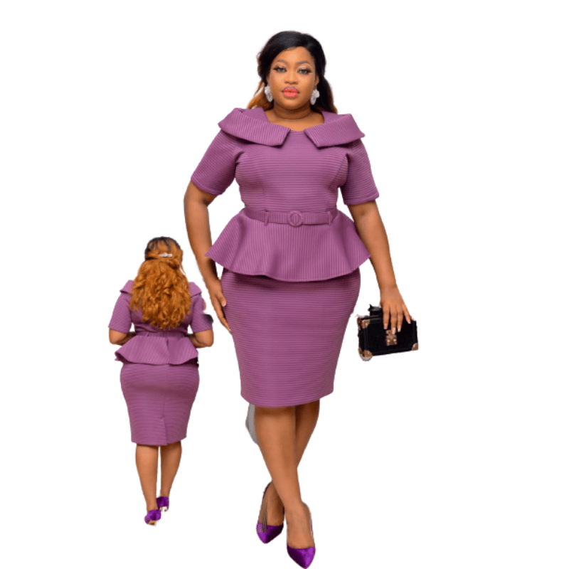 Cap Point Purple / 14 Elegant Office Ladies Knee Length Bodycon Dress