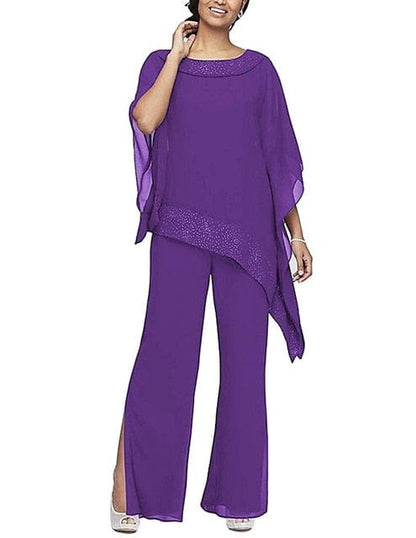 Cap Point Purple / 2 3-Piece Mom Set Plus Size Mother Of The Bride Dress