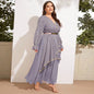 Cap Point Purple / L Becky Chic Elegant Plus Size Luxury Designer Evening Party Oversize Maxi Dress