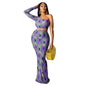 Cap Point Purple / S Elmerade Skew Neck Crop Top Mermaid Skirt Suit