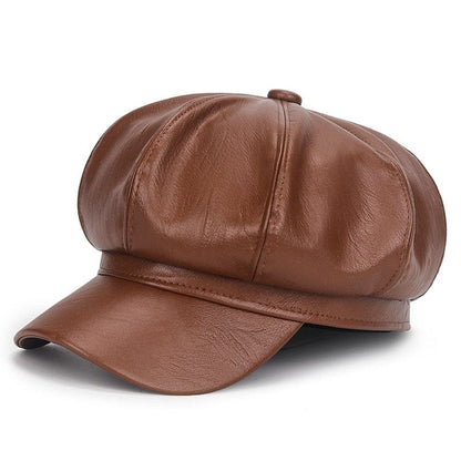 Cap Point Quality Fashion Leather Newsboy Octagonal Cap