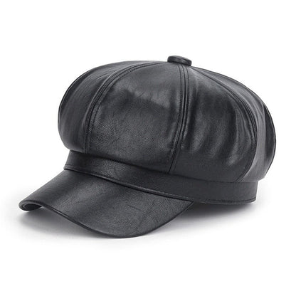 Cap Point Quality Fashion Leather Newsboy Octagonal Cap