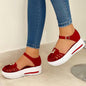 Cap Point Red / 4 Summer Platform Hollow Out Round Toe Beach Flat Sandals