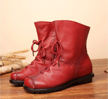 Cap Point red / 5 Jalil Genuine Leather Plush Retro Boots