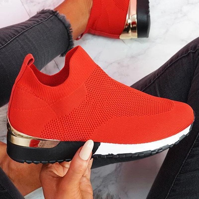 Cap Point Red / 6 New Spring Knitting Mesh Breathable Platform Sneakers