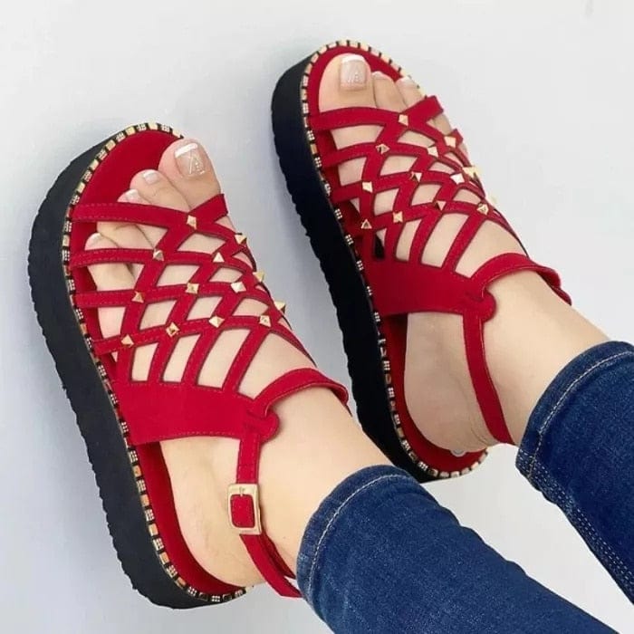 Cap Point Red / 6 Summer Casual Sports Platform Roman Sandals