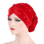 Cap Point Red New Solid Pearl Beaded Turban Head Scarf